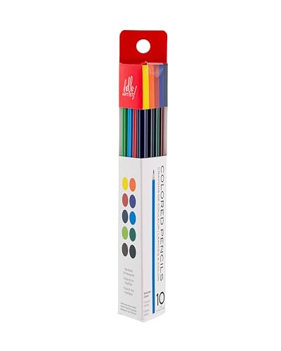 Colored Pencils, Set of 10, Assorted Colors, Vibrant, Smooth Laydown, Non-Toxic, Colored Pencils for Artists and Beginners, Home or Classroom Use