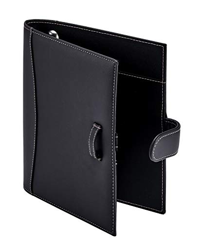 It's Academic Mini Executive Leather Portfolio Folder, 1" Ring Binder and 250-Sheet Capacity, Note Pads, and 5.5"" x 8.5" Documents, 2 Pen Loops, Black Faux Leather (98294) - color: Black, style: 8.5" x 9"