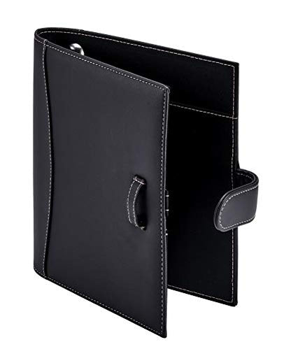It's Academic Mini Executive Leather Portfolio Folder, 1" Ring Binder and 250-Sheet Capacity, Note Pads, and 5.5"" x 8.5" Documents, 2 Pen Loops, Black Faux Leather (98294) - color: Black, style: 8.5" x 9"