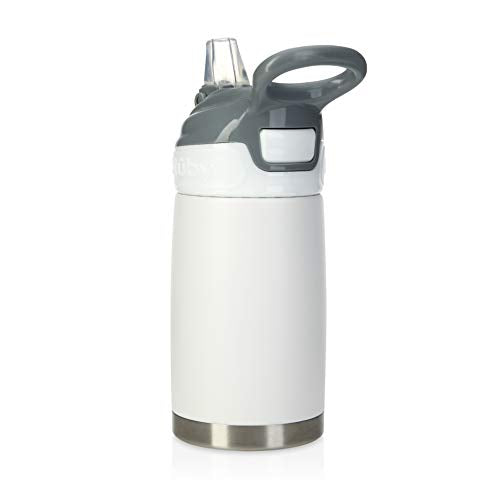 Nuby Thirsty Kids No Spill Flip-It Reflex Stainless Steel Travel Cup or Water Bottle - 10 Oz - 18+ Months - White - Back to School Essentials - size: 10.1 Ounces, style: White
