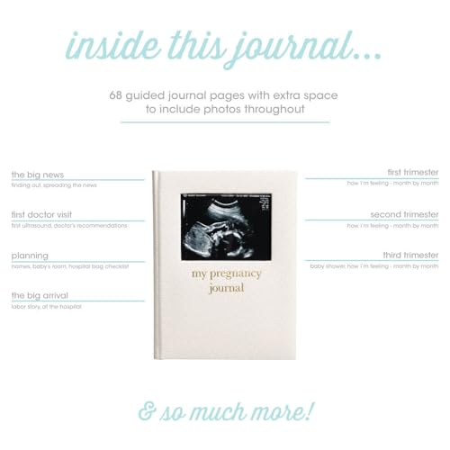 Pearhead Pregnancy Journal, Linen Guided Pregnancy Memory Book with Sonogram Photo Insert, Beige - color: Linen Pregnancy Journal