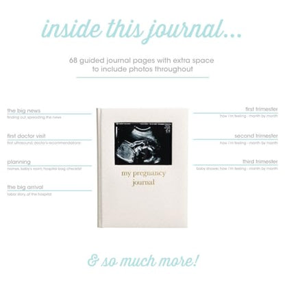 Pearhead Pregnancy Journal, Linen Guided Pregnancy Memory Book with Sonogram Photo Insert, Beige - color: Linen Pregnancy Journal