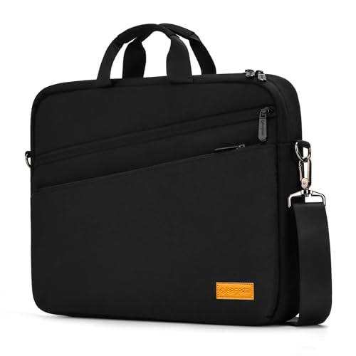 bagasin 17 17.3 inch Laptop Computer PC Shoulder Bag Carrying Case, Water-Repellent Fabric Briefcase, Lightweight Toploader, Business Casual or School - color: Black, size: 17-17.3