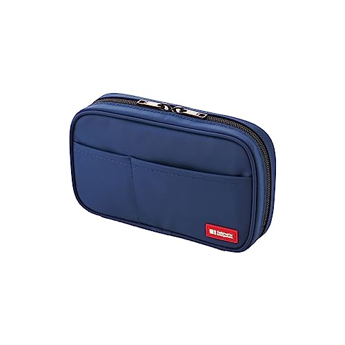 LIHIT LAB Large Capacity Zipper Pencil Case For School Office College, Big Capacity 4 Compartments Pencil Bag Holder Adults Teen Boys Girls, Travel Cosmetics Storage, Indigo (A7551-11N) - color: Indigo, size: 1 Count (Pack of 1), style: Standard: 7.9 X 2.