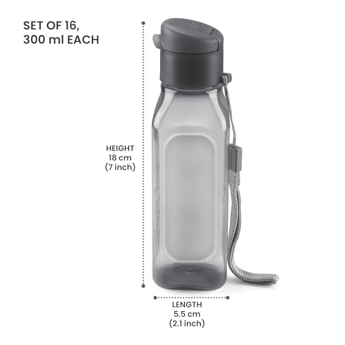 Bulk Set of 16 Multicolor 10oz Water Bottles for Kids and Adults - Leak Proof With Carry Strap - Square Reusable for Juice, Drinks - BPA-Free Dishwasher-Safe - color: 16 pack combo