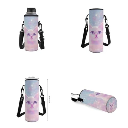 Aesthetic Galaxy Cat Backpack for School Girls Backpack with Lunch Box Water Bottle Bag and Large Pencil Case 4PCS Set 17" Bookbag with Front Pocket Lightweight School Bag for Kids Elementary - color: Aesthetic Galaxy Cat