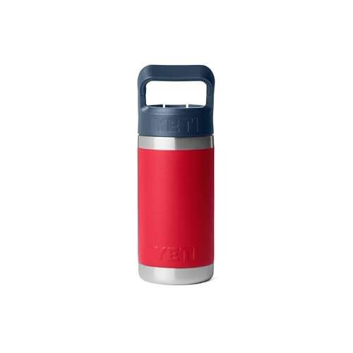 YETI Rambler Jr. 12 oz Kids Bottle, with Straw Cap - color: Red/Navy/Badge