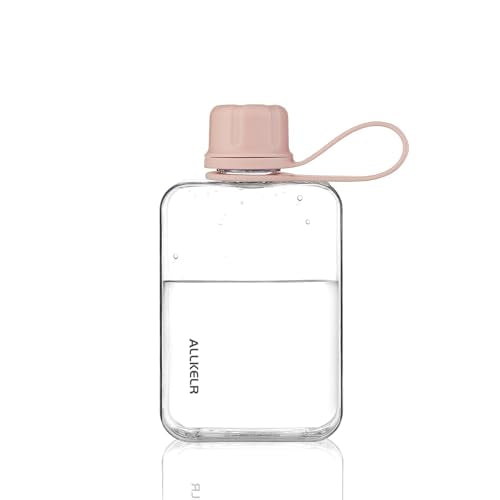 Portable Flat Water Bottle, 8 oz, Pink | BPA-Free Tritan, leakproof, slim fit for purses, lightweight for hiking, backpacking, travel - color: Pink, size: 8 Ounces