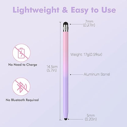 5Pcs Stylus Pens, 2 in 1 Stylus Pen for Touchscreen High Sensitivity Capacitive Stylus for iPad, iPhone, Android Samsung Tablets Skylight Calendar All Universal Touchscreen Devices with 10 Rubber Tips