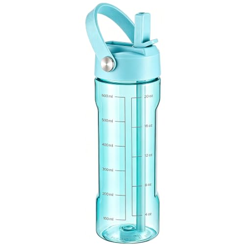 GOPPUS 20oz Clear Water Bottle with Flip Straw, Lightweight, Leakproof, Easy Carry and BPA-Free, Tritan Water Bottlefor Sport, Travel, Outside (Blue) - color: Blue, size: 20 Ounces