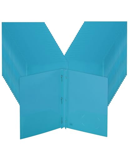 Mr. Pen- Plastic Folders with Pockets and Prongs, 48 Pack, Letter Size | Blue, Flexible Plastic Folders with Prongs and Card Slot - color: Blue, size: 48 Pack