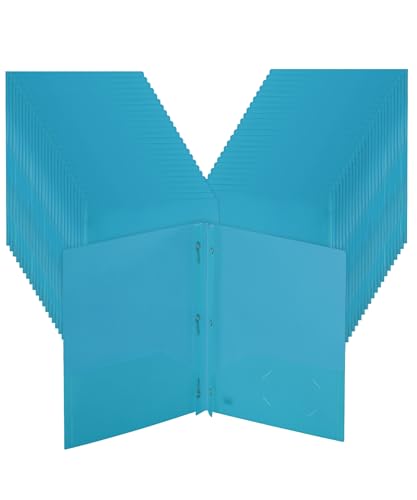 Mr. Pen- Plastic Folders with Pockets and Prongs, 48 Pack, Letter Size | Blue, Flexible Plastic Folders with Prongs and Card Slot - color: Blue, size: 48 Pack