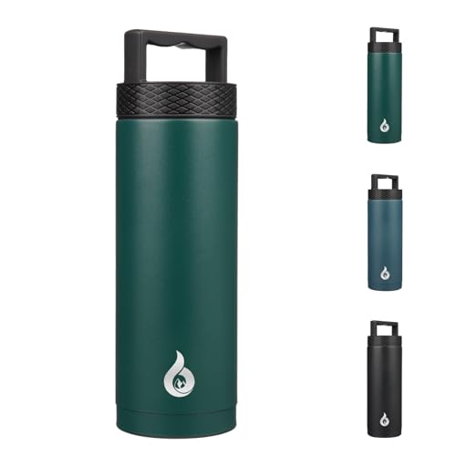 BJPKPK Insulated Water Bottles, Dishwasher Safe 18 oz Water Bottle with Handle, Leakproof BPA Free Thermal Flasks, Stainless Steel Jug for Sports, Army Green - color: Army Green, style: 18oz
