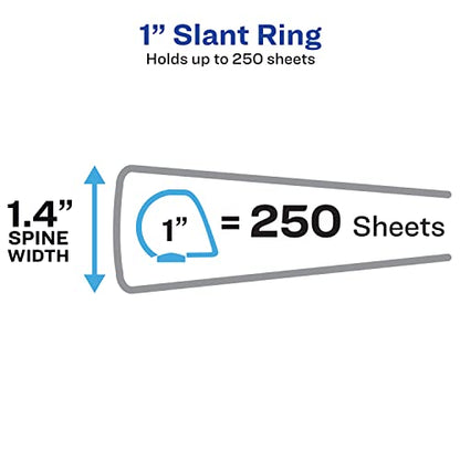 Avery Durable View 3 Ring Binder,1" Slant Rings,250-Sheet Capacity,1.4 Inch Wide Spine,Great for Home,School Supplies,Office,or Organization Needs,1 Green Binder (17832),(Pack of 6) - size: 1" (Pack of 6)