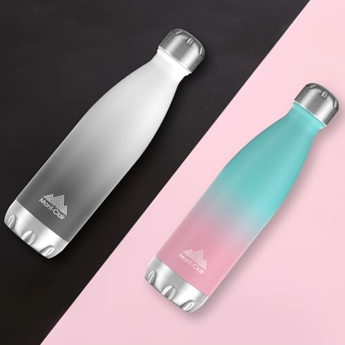 Mont-Clair Stainless Steel Water Bottle, Vacuum insulated - BPA Free, 12h Hot & 24h Cold Drinks, Metal Water Bottle 17 oz Leakproof, Ideal for Adult, Kids, Running - Gradient - Cyan & Pink - color: Gradient - Cyan & Pink, style: 17 Ounces