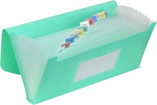 C-Line 13-Pocket Poly Expanding File, 10 x 5 Inches, Junior Size for Receipts and Checks, Includes Tabs, 1 File, Color May Vary (58710) (Pack of 12) - size: Specialty (Pack of 12)