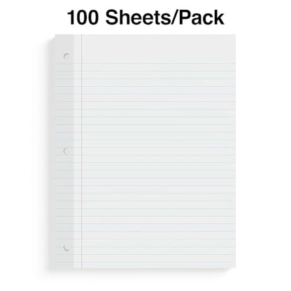 STAPLES Reinforced Filler Paper, 8.5” x 11”, College Ruled, 100 Sheets/Pack, 12‑Pack - size: 8.5'' x 11'', style: 1,200 Sheets