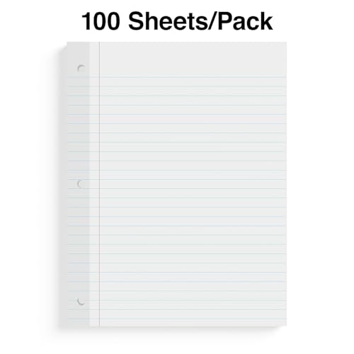 STAPLES Reinforced Filler Paper, 8.5” x 11”, College Ruled, 100 Sheets/Pack, 12‑Pack - size: 8.5'' x 11'', style: 1,200 Sheets