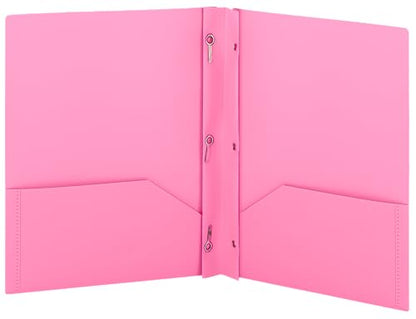 Plastic Folders with Pockets and Prongs Pink - Two Pocket Folder with Brads - 3 Prong Folders with Pockets for Letter Size Sheets, Also Available in Blue, Green, Red, Purple, and Grey, 1 Pc –by Enday - color: Pink, size: 1