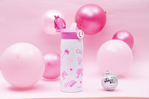 Zak Designs Barbie Sage Kids Water Bottle For School or Travel, 19oz Stainless Steel Water Bottle With Straw, Handle, and Leak-Proof, Pop-Up Spout Cover (Barbie) - color: Barbie (Sage)