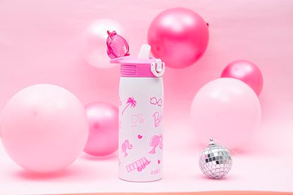 Zak Designs Barbie Sage 19oz Leak-Proof Straw Kids Water Bottle | BPA Free, Insulated Stainless Steel, Cupholder Friendly, Dishwasher Safe, Lid Lock, Handle, For School, Home, Travel - color: Barbie (Sage)