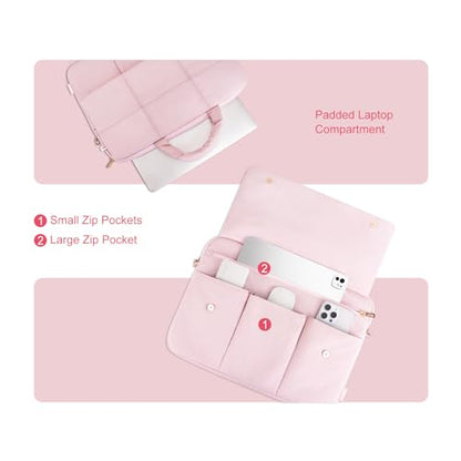 MOSISO Laptop Bag for Women, Computer Bags, Puffy Laptop Sleeve Bag with Trolley Sleeve