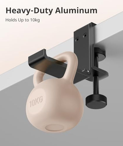 Kimiangel 2 Pack Headphone Stand Under Desk, Foldable Aluminum Headset Holder with Adjustable Screw Clamp, Headphone Hook Mount for Gaming Accessories, Space-Saving Under Table Headset Hanger