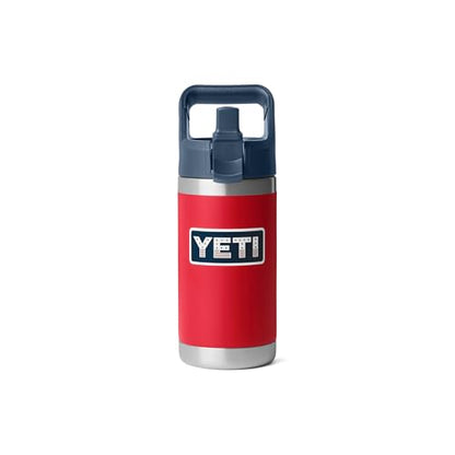 YETI Rambler Jr. 12 oz Kids Bottle, with Straw Cap - color: Red/Navy/Badge