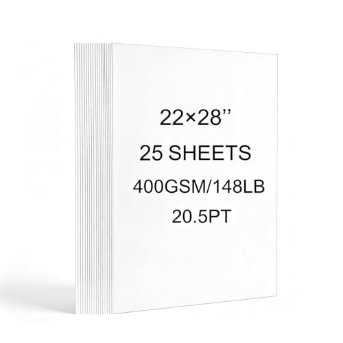 22x28” Poster Board, 400GSM Heavyweight Poster Paper Bulk, 25 Sheets White Display Large PosterBoards for School Office Company Craft Projects - color: White, size: 22 x 28’’