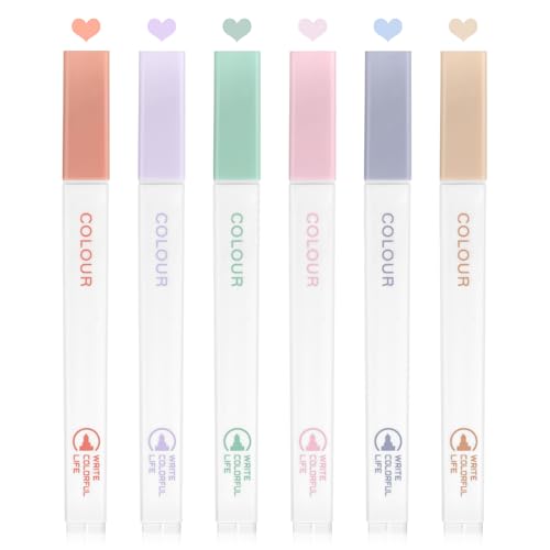FINPAC Bible Highlighters - 6 Pcs Aesthetic Cute Pastel Highlighters Set, Chisel Tip No Bleed Assorted Colors Markers Pen for Bible Study Journal Planners Drawing Notebook
