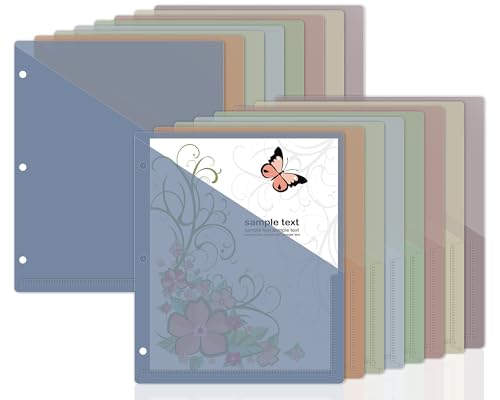 48 Pack Binder Pockets for 3 Ring Clear Pocket Divider Folders for 3 Hole Binders Sleeves Plastic Slash File Jacket for Office School Classroom Business Home Organizer, 9.25" x 11.22" (Morandi) - color: Morandi