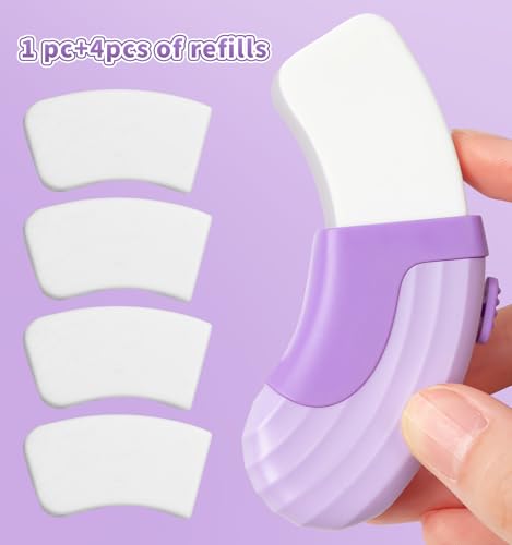 4+1 Pack Rubber Erasers Sliding Retractable Eraser, Large White Erasers for School Office Art Drawing Pencil Eraser for Kids- Purple - color: Purple