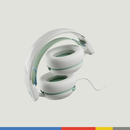 Skullcandy Grom Wired Headphones, Volume-Limiting Audio, Comfortable Over-Ear Fit, Foldable, Designed for Kids 6+, Convenient for Travel with 3.5mm AUX Plug, Built-in Microphone - Bone Seafoam - color: Bone Seafoam, style: Wired