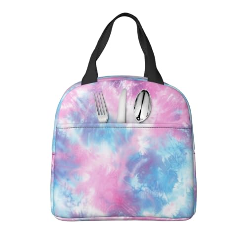Pastel Blue Pink Tie Dye Lunch Box Insulated Meal Bag Lunch Bag Reusable Snack Bag Food Container For Boys Girls Men Women School Work Travel Picnic - color: pastel tie dye