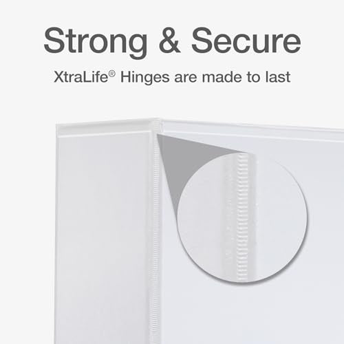 Cardinal 3 Ring Binder, Binders for School and Office, Durable 3 Inch Premier Easy Open Binder, ONE-Touch Locking Slant-D Rings, 650-Sheet Capacity, ClearVue Cover, PVC-Free, White (10330) - size: 3-Inch (Pack of 1)