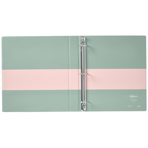 Avery Two-Tone Durable View 3 Ring Binder, 1 Inch Slant Rings, Blush/Sage Binder (17233) - color: Blush/Sage, size: 1"