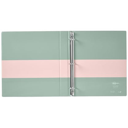 Avery Two-Tone Durable View 3 Ring Binder, 1 Inch Slant Rings, Blush/Sage Binder (17233) - color: Blush/Sage, size: 1"