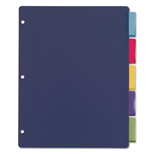 Cardinal Binder Dividers, 5 Multicolor Tabs with Inserts, Flexible Lightweight Plastic Dividers For 3 Ring Binders - size: 5 Count (Pack of 1)