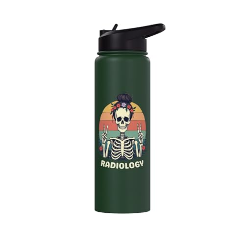 Funny Radiology Student Graduation Xray Technician Men Women Stainless Steel Insulated Water Bottle - color: Dark Green