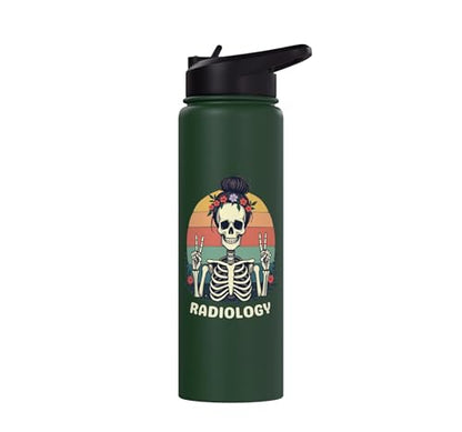 Funny Radiology Student Graduation Xray Technician Men Women Stainless Steel Insulated Water Bottle - color: Dark Green