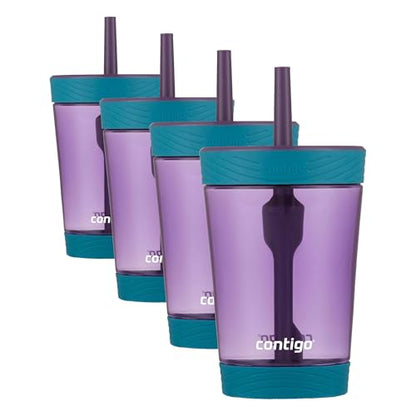 Contigo Kids Spill-Proof 14oz Tumbler with Straw and BPA Free Plastic Eggplant (Pack of 4) - color: Eggplant, size: 14 ounces (Pack of 4)