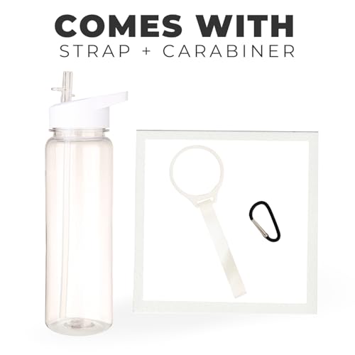 Tritan Clear Water Bottle With Straw | No Markings BPA Free 24 oz Sports Water Bottle | Leak Proof Re-Usable Flip Top Plastic Drinks Bottles for School, Office, Gym, Cycling (Clear-Straw-24oz) - color: Clear-Straw-24oz