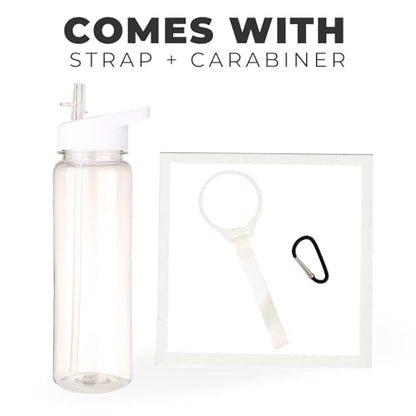 Tritan Clear Water Bottle With Straw | No Markings BPA Free 24 oz Sports Water Bottle | Leak Proof Re-Usable Flip Top Plastic Drinks Bottles for School, Office, Gym, Cycling (Clear-Straw-24oz) - color: Clear-Straw-24oz