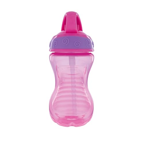 Nuby Flip-It Hard Straw Cups with Vari-Flo Straw - (2 Pack) 10 oz - Spill-Resistant - 12+ Months - Aqua/Pink - color: Pink & Aqua