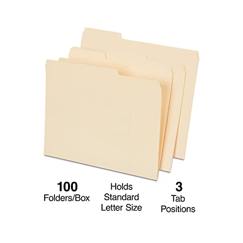 Staples 1/3‑Cut File Folders, Letter Size, Manila, Long‑Lasting Paper Stock, 200/Carton - color: Manila, style: 200 Pack