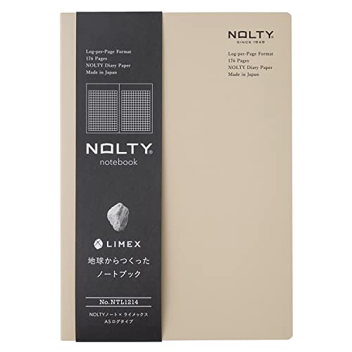 NOLTY NOTE × LIMEX, A5 Log Type Notebook, 3.5mm Grid, 176 Sheets, Soil Beige, NTL1214 - color: Log: Soil Beige