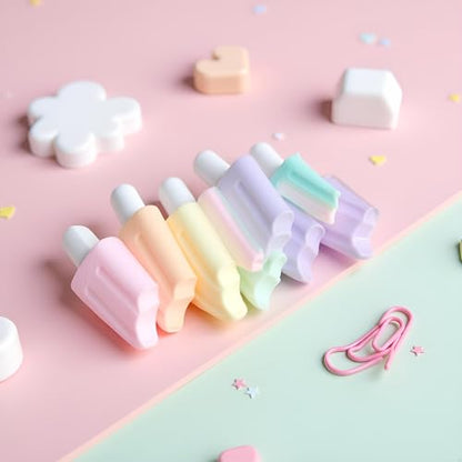 6 Pcs Mini Highlighter Cute Ice Shaped Marker Pen for School Office Supplies Writing Stationery Attractive and Fashion Liquid Highlighters Markers and Highlighters