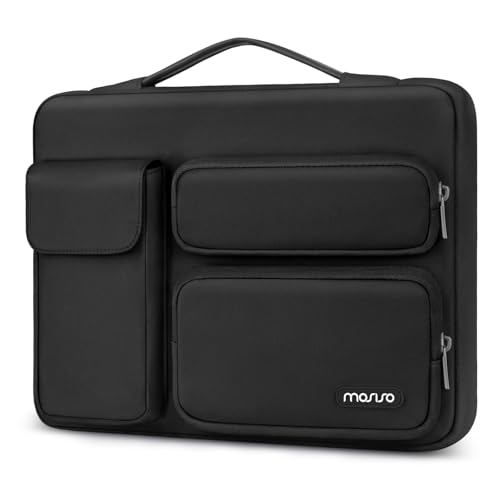 MOSISO 360 Protective Laptop Case 13.3 inch, 13-13.3 inch Laptop Sleeve | Compatible with MacBook Air/Pro 13 / Pro 14, HP Dell ASUS Lenovo,Side Open Bag with 2 Raised&1 Flapover Pockets, Black - color: Black, size: 13.3 inch