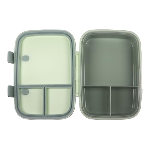 Kids Bento Explorer Lunch Box, 3 No-Mix Compartments, Microwave & Dishwasher Safe, Lightweight with Removable Tray, for Daycare, Preschool, School (Green Light Mint) - color: Green Light Mint