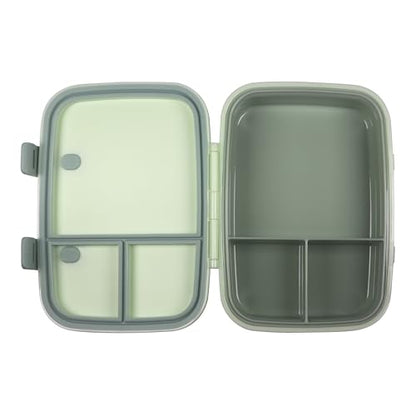 Kids Bento Explorer Lunch Box, 3 No-Mix Compartments, Microwave & Dishwasher Safe, Lightweight with Removable Tray, for Daycare, Preschool, School (Green Light Mint) - color: Green Light Mint
